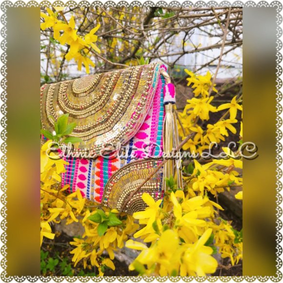 3️⃣2️⃣New boutique Handmade Banjara Jute Bag - Silver And Gold Leather Sling - Picture 9 of 11